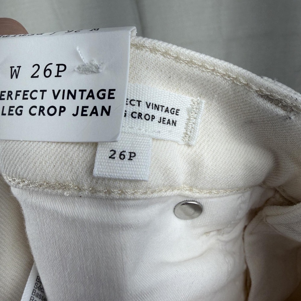 Madewell Perfect Vintage Jeans Womens 26P White High Rise Wide Leg Crop Denim - Picture 11 of 16